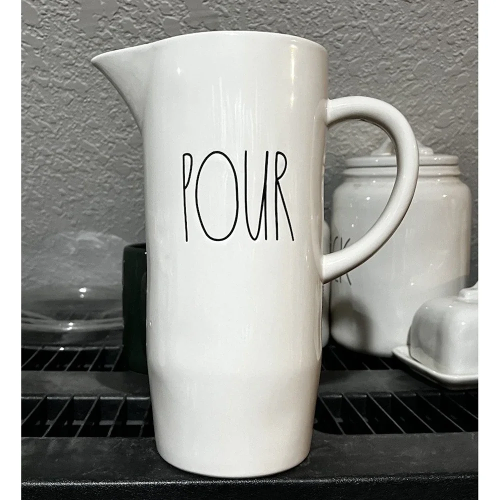 Rae Dunn POUR Ceramic Tall Pitcher / Vase Artisan Collection OG